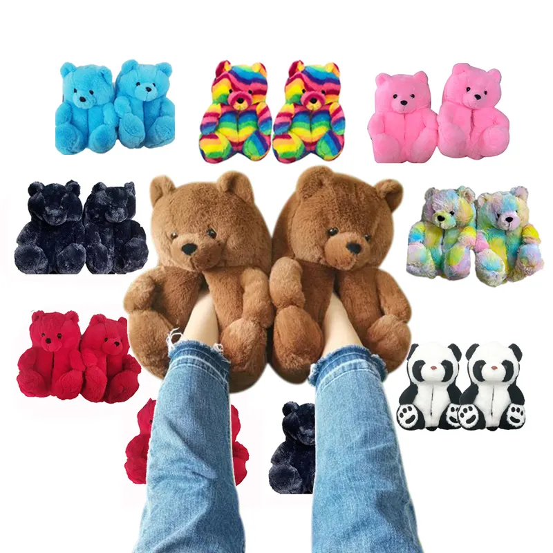 2021 Kinder Mama und ich Kleinkind Plüsch Einheits größe für alle Hausschuhe Erwachsene Teddybär Hausschuhe für Frauen Mädchen