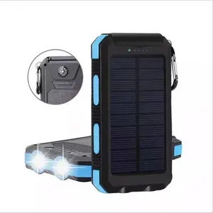 Groothandel Waterdichte Zonne-Energie Bank 20000Mah Dual Usb Li-Polymeer Acculader Reizen Zonne-Energie Bank Met Led Zaklamp