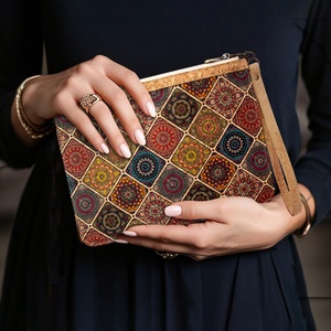 For Boshiho Women's Vegan Cork Leather Wrist Wallet RFID Feature Short Cosmetic Purse Bag Natural Vegan Leather <b>Wristlet</b> for Lad - Product Image 6