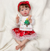 Poupée reborn de 55 cm, poupée en caoutchouc aux couleurs vives, poupée bébé réaliste, tenue de Noël, enfant adorable, bébé mignon