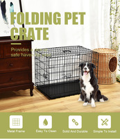 Caisse en métal noir pour chien, porte Durable, boîte pour chien, étanche, séparateur de casserole, panière extérieure, grand niche pliable pour chien