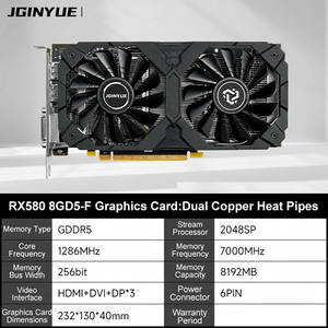 การ์ดจอ RX580 8GB GDDR5 รุ่นใหม่ ขายดี 8G-F GPU สำหรับพีซี หน่วยความจำ 8GB GDDR5 เพิ่มประสิทธิภาพของระบบและยกระดับการเล่นเกม - Product Image 1