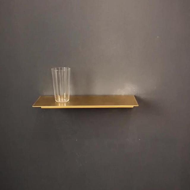 Minimal Custom Brass Gold Decorative Floating Shelves Wall Mounted Multifunctional Durable for Bedroom Bathroom Kitchen Wardrobe