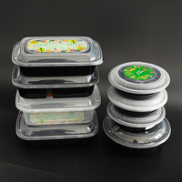 17oz mangkuk restoran plastik sekali pakai bening untuk Sushi microwave tahan bocor wadah mie sup tutup kelas makanan mengambil PP