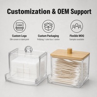 Organisateur transparent pour cotons-tiges et cotons démaquillants, boîte de rangement rechargeable anti-poussière pour hôtel, salle de bain, coiffeuse