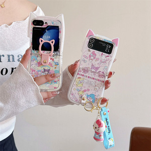 Per Samsung Z Flip 6 custodia del telefono cellulare cartone animato carino Sanli Samsung cat orecchio con ciondolo cover protettiva per Samsung Z Flip 5 4 3 - Product Image 2