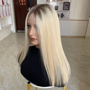 Fábrica de Pelucas de Cabello Humano Ruso, Peluca Médica Rubia Balayage con Encaje Invisible, Línea de Cabello Invisible, Venta al por Mayor de Fábrica - Product Image 3