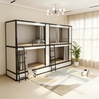 Lit superposé capsule moderne en acier durable, gain de place, pour hôtel, chambre, appartement, auberge de jeunesse, type cabine de couchage