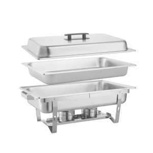 Juego de platos rectangulares metálicos con tapa para servir en fiestas, 2 juegos. - Product Image 5