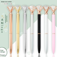 Nouveau stylo à bille rotatif multicolore créatif en forme de diamant, cadeau pour étudiant, papeterie de bureau en métal HH-001