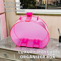 Boîte de rangement de maquillage en plastique Transparent étanche portable de grande capacité pour l'organisation de bijoux de cadeaux de jouets de maquillage
