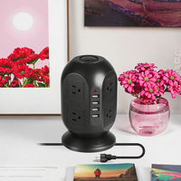 Menara Strip daya dengan port USB pelindung lonjakan listrik Outlet daya soket dengan kabel ekstensi