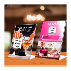 Hotel Restaurants <b>Table</b> Sign Stand Wood Base <b>Clear</b> Acrylic Menu Sign Holder - Product Image 4