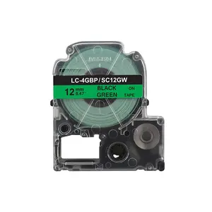 SC12GW LC-4GBP 12mm hitam di hijau Cartridge pita Label kompatibel untuk Epson untuk KING JIM pita label Printer
