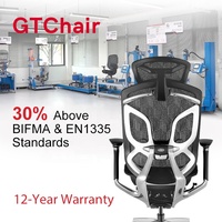 Chaise de bureau ergonomique haut de gamme en maille, inclinable à grand angle, inclinaison synchronisée, robuste, GTChair