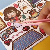 Ensemble d'autocollants de journalisation de conception originale mignonne de haute qualité Juanjuan autocollant de cahier de scène de bricolage pour cadeau d'adolescent