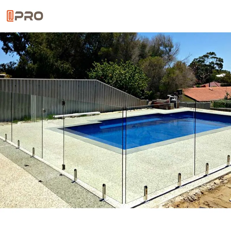 Spigot 2205 steel handrails with tempered glass fence panel for swimming pool frameless glass handrail