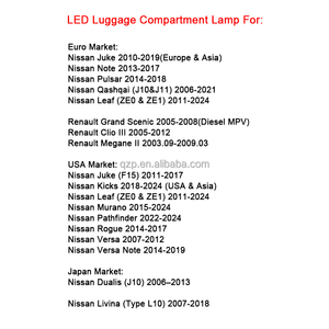Offre Spéciale 12V voiture accessoires LED compartiment à bagages lampe pour Renault <span class=keywords><strong>Grand</strong></span> scénic Clio Megane Nissan coups de pied feuille Juke - Product Image 2