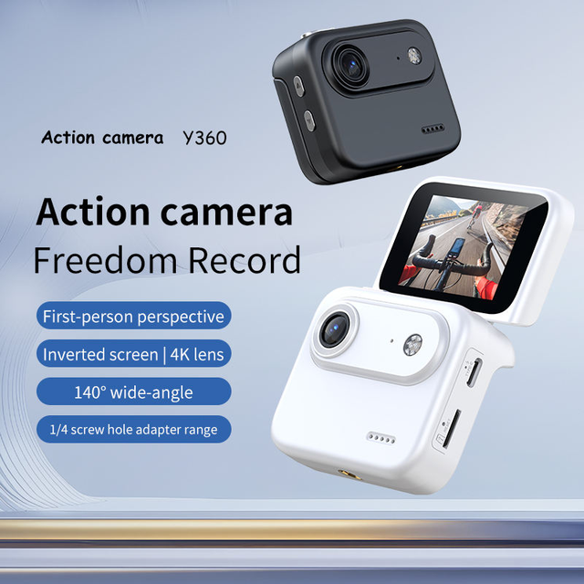 New 4K Ultra HD Flip Screen Thumb Camera Flip Action Camera Portable Outdoor Recording Travel Shooting VLOG Cycling Camera Y360