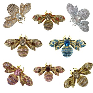 Perhiasan Fashion Kristal Rhinestone 60mm/2.36inci Bros Lebah Pin Bros Lebah Madu untuk Wanita - Product Image 1