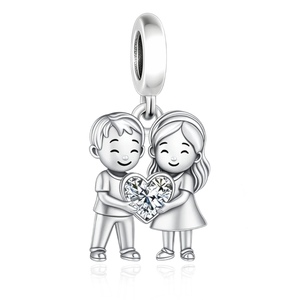 Abalorios Pan Charms de Plata de Ley 925, Serie Familiar, Niño, Niña, Hermano, Hermana, Abrazo, Compatibles con Pulseras y Collares Originales, para Creación de Joyas - Product Image 2