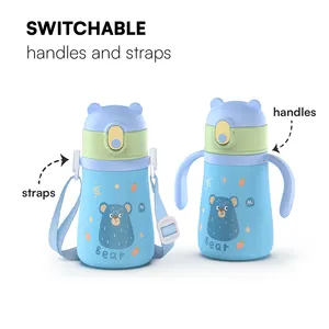 Stainless Steel Toddler Vacuum Cups 350ml Double-Wall With Silicone Straw And Lid Wholesale For Kids Coffee Mug