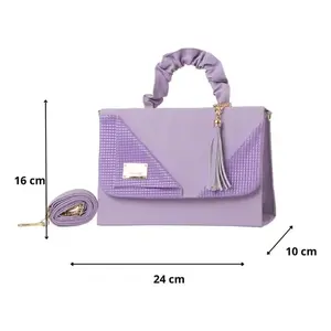 Bolso Tote Casual para Mujer Fana Mirta, Color Lila, Correa de Cadena, Decoración de Borlas, Cierre de Solapa, Uso Diario - Product Image 3