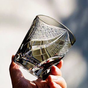 Vasos de <span class=keywords><strong>Whisky</strong></span> y Cócteles de Vidrio Grabado Kiriko Japonés Edo, Tallados a Mano, Color Azul, para el Verano, Venta al por Mayor - Product Image 4