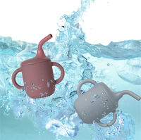2024 vente chaude bébé tasse en Silicone de qualité alimentaire avec poignées bec de bec de canard vaisselle à boire directe tasse d'eau pour les enfants