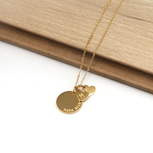 Commercio all'ingrosso gioielli personalizzati disco inciso <span class=keywords><strong>parole</strong></span> personalizzate <span class=keywords><strong>oro</strong></span> piccola collana di fascino iniziale per le donne mamma regalo di compleanno - Product Image 3