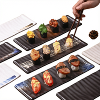 Assiette à sushi en céramique écologique moderne, vaisselle japonaise, assiette rectangulaire pour hôtel et restaurant