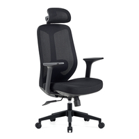 Chaise de bureau exécutive moderne avec appuie-tête réglable, dossier en maille, accoudoirs réglables, hauteur réglable, pieds pivotants en PP