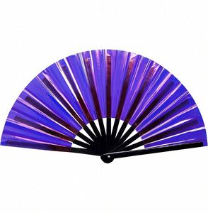 High Quality PVC Bamboo Handheld Fan Carved Technique Large Size Classic Personalized Logo for Festivals Raves Weddings Parties - Product Image 1