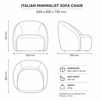 Fauteuil de salon individuel ergonomique en cuir PU blanc crème, style minimaliste italien, pour hôtels, hôtellerie et boutiques, vente en gros