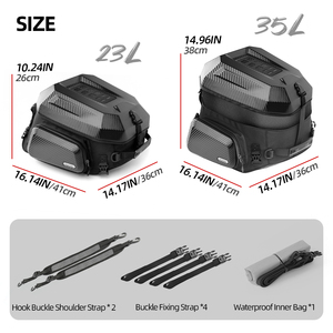 กระเป๋าท้ายมอเตอร์ไซค์ Rhinowalk กันน้ำ ขนาด 23L-35L แบบเปลือกแข็ง ขยายได้ สำหรับการผจญภัยบนมอเตอร์ไซค์ - Product Image 2
