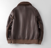 Veste d'hiver en similicuir marron pour hommes, manteau en polaire doublé, blousons de moto en daim et laine d'agneau, blousons de bombardier High Street