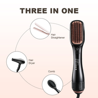 Brosse lissante électrique 3-en-1 personnalisée, brosse à air chaud professionnelle en céramique, peigne portable 360 °   Brosse thermique rotative pour cheveux