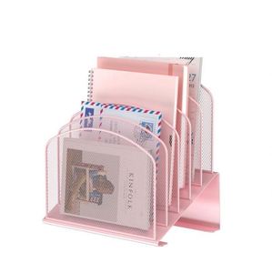 Metal Mesh Inclined Desk <b>File</b> <b>Organizer</b> 5-Section Vertical <b>File</b> Folder Holder Stand Metal Rack <b>File</b> Sorter Desk <b>Organizer</b> - Product Image 3