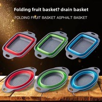 Évier de cuisine multifonctionnel rétractable et réglable, bac à légumes rond en plastique pliable avec panier de drainage