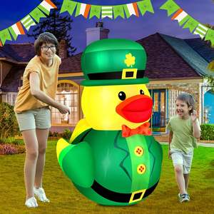 Canard lutin gonflable de 5 pieds avec chapeau Lucky Shamrocks Vente chaude ST. Décoration Fête de <span class=keywords><strong>Patrick</strong></span> - Product Image 2