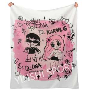 Venta caliente nuevo diseño <span class=keywords><strong>Karol</strong></span> <span class=keywords><strong>G</strong></span> y Selena polar viaje franela tiro terciopelo felpa personaje Manta - Product Image 1