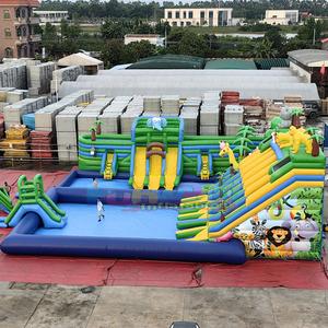 Tobogán acuático comercial para exteriores con piscina gigante, parque acuático inflable, parque acuático inflable tipo jungla. - Product Image 2