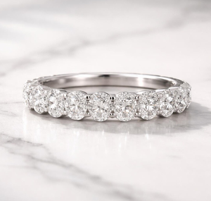 Oval Lab Grown Diamond Wedding Band, Half Eternity <b>Ring</b>, Minimalist Stackable, Anniversary Gift for Women, <b>Dainty</b> Bridal - Product Image 1