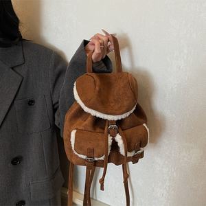 Mochila de lana sintética personalizada para mujer, riñonera pequeña de forro polar para uso diario, venta al por mayor - Product Image 5