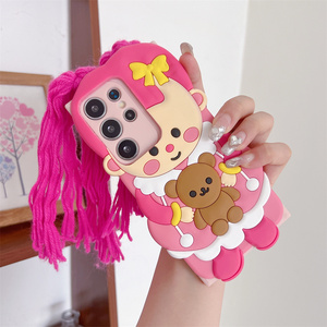 <span class=keywords><strong>Coque</strong></span> <span class=keywords><strong>de</strong></span> <span class=keywords><strong>téléphone</strong></span> en silicone mignonne et protectrice avec motif ours et tresses 3D pour <span class=keywords><strong>Samsung</strong></span> Galaxy S26 Ultra S25 S23 A57 A56 - Product Image 5