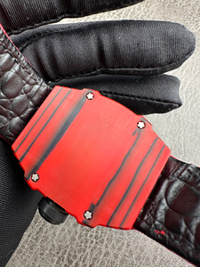 Reloj Automático de Lujo con Esqueleto Rojo para Hombre, Reloj de Pulsera Deportivo Mecánico Tonneau - Product Image 6
