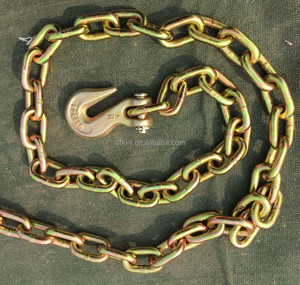 โซ่เหล็กชุบสังกะสีสีเหลือง ขนาด 5/16 นิ้ว 3/8 นิ้ว 1/4 นิ้ว ผลิตจากเหล็กอัลลอยด์ แข็งแรงทนทาน G70 สำหรับรถพ่วง พร้อมตะขอ - Product Image 5
