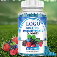 Gummies de créatine monohydrate OEM/ODM pour hommes et femmes adultes, supplément pré-entraînement à croquer avec vitamine B12 pour la croissance musculaire et la récupération