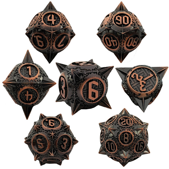 Syh1446 Luxury Custom Zinc Alloy 7-Piece Polyhedral Dice Set for Dungeons & Dragons RPG Board Games-Retro Design