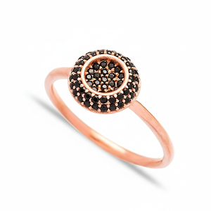 Minimalist Double Round Design Black <b>CZ</b> Stone Handcrafted Wholesale 925 Sterling Silver Jewelry <b>Ring</b> - Product Image 2